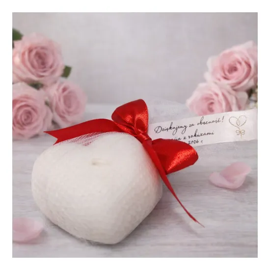 Podziękowanie dla gości chrzest komunia ślub roczek baby shower SERCE personalizacja